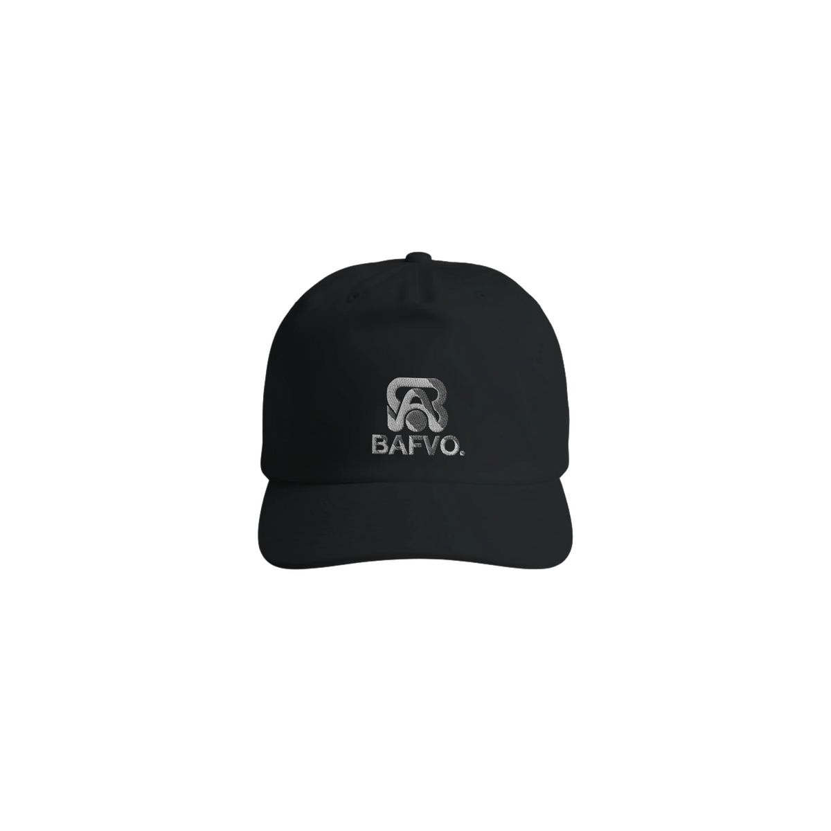 THE BLACKOUT black surf cap with silver embroidered BAFVO logo, Toronto streetwear
